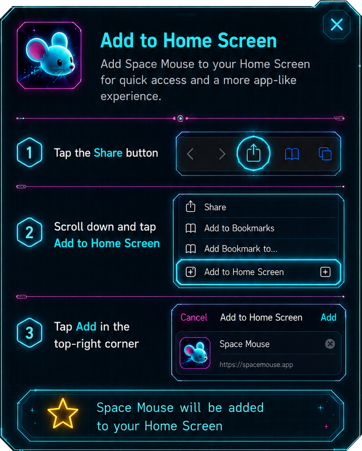 Space Mouse on an iPhone Home Screen